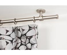 InCasa - Bastone per Tenda, 20 mm, Lunghezza 140 cm, in Acciaio Satinato, Colore: Grigio
