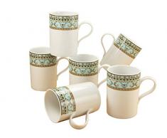 Creatable, Set di 6 Tazze con Decorazione, Modello Mastosa, 6 pz, Bianco (WeiÃ)