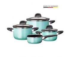 Silit 2109303985 Modesto-Set di 4 pentole con Coperchio in Vetro, Ceramica Funzionale Silargan, Bordo versato, Adatto a induzione, Lavabile in lavastoviglie, Colore: Verde