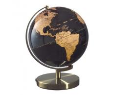 Mascagni - Mappamondo Luminoso Nero con Base in Metallo Finitura Rame Diametro 30 cm