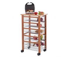 Arredamenti Italia Carrello Cucina OLIVER, Legno - 6 Cestelli - Finitura Ciliegio Ar-It il cuore del legno