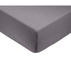 AmazonBasics - Lenzuolo con angoli matrimoniale, in rasatello di cotone 400 fili, Grigio scuro 160 x 200 x 30 cm