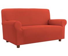 Italian Bed Linen Matthew Copridivano Bielastico Sagomato, Tessuto a Struttura Rigata, 96% Poliestere, 4% Elastometro, Carota, Matrimoniale, 130/170 x 90 cm