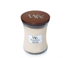 Woodwick Hourglass Candela Profumata Media con Stoppino Scoppiettante, Bacca, Fino A 60 Ore, Beige (Baccello di Vaniglia), Medio