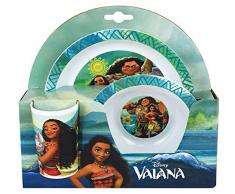 Fun House 005602Â Disney vaiana Ensemble pasto composto da piatto, di un ciotola e di un vetro per bambini, Bianco