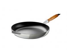 Le Creuset Padella in Ghisa con Manico di Legno, Rotonda, Ã 28 cm, Adatta a Tutte le Fonti di Calore incl. Induzione, 3,28 kg, Grigio Flint