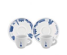 Bialetti Y0TZ026 Set 2 Tazzine (con Piattini) Venezia, Porcellana