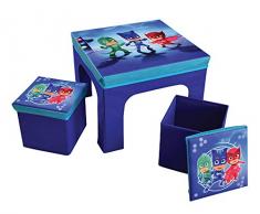 FUN HOUSE pyjamsques Tavolo con 2 sgabelli Pieghevole per Bambini, MDF/in Tessuto Non Tessuto, 52 x 52 x 15 cm