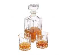 Relaxdays Set da Whisky 3 Pezzi, Bicchieri e Bottiglia Decanter, Angolo Bar, 250 ml