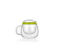 Tea Soul Mug in Vetro con Anello in Silicone Verde 0.5 L
