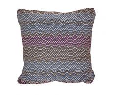 Olibo Zig Zag Retro Cuscino Bombato, Tinta Unita, Viola, cm 60X60