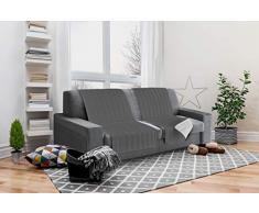 Italian Bed Linen Seduta Fascia Copridivano, Microfibra, Chiaro/Grigio Scuro, 190x60x6 cm, grigio chiaro/grigio scuro