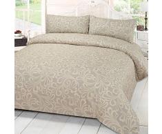 Dreamscene Mayfair damascato Set di biancheria da letto con federe, King-size, colore: panna