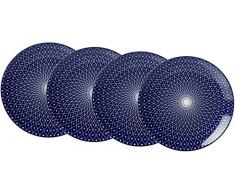 Ritzenhoff & Breker Torta e ColazioneÂ âÂ Set di Piatti Royal Reiko, 4Â Pezzi, 21,5Â cm di Diametro, in Porcellana, Bianco e Blu