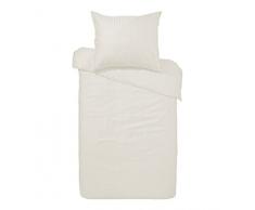 HnL Living Heckett Lane Biancheria da Letto, 100% Cotone makò Satinato, Tinta Unita, a Righe, 200 x 200 cm (80 x 80), Bianco