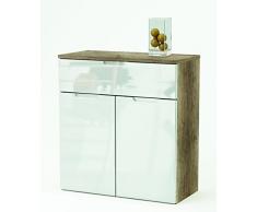 Links - Mountain 8 buffet 2 porte + 1 cassetto. Dim. 73x35,3x79,7h cm. Mdf. Rovere scuro + bianco lucido