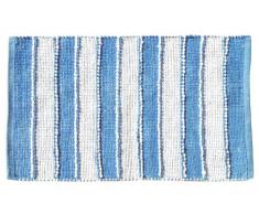 Opportunity 52G13164858 - Tappetino da Bagno in Cotone, Motivo a Righe, Dimensioni 80 x 50 x 1 cm, Colore Bianco/Blu