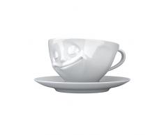 Fiftyeight - Tazza da Colazione Grande, con piattino, Motivo: Happy