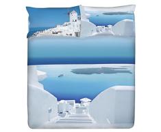 Gabel Planet Santorini Completo Lenzuolo Copriletto, 100% Cotone, Piazza e Mezza, 180 x 290 cm
