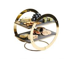 ArtesÃ , vassoio da portata rotondo con 2 ripiani in ardesia, 31,5 cm x 22,5 cm x 30 cm Ardesia rettangolare Effetto ottone.