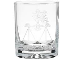 Crystaljulia 05924 - Bicchiere da whisky con bilancia zodiacale incisa, 250 ml