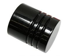 Gardinia Terminale per aste per tende, 2 x UnitÃ cilindriche, Serie Chicago, Metallo, Nero, Diametro 20 mm