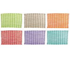 Villa d’Este Home Tivoli Wave Set Tovagliette, Raffia, Multicolore, 6 Pezzi