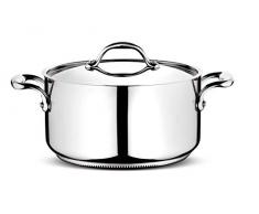 Lagostina Accademia Lagofusion Casseruola Fonda con 2 Maniglie e Coperchio, Acciaio Inossidabile, Argento, 22 cm