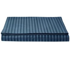 AmazonBasics - Lenzuolo sopra deluxe, in microfibra, a righe, 240 x 320 + 10 cm - Blu Navy