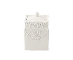 H&H 130258 Ceramica Quadrato Caffe Xh16 Contenitori Cucina Barattoli, Bianco