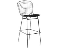 Lo+DeModa Set di 2 sgabelli Bertoia da cucina in acciaio cromato nero 99x65x8 cm