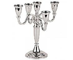 Aps 32931-05 Candelabro Cinque Luci, Argentato, 24 cm