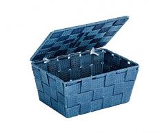 Wenko Adria - Cestino portaoggetti con Coperchio, in Polipropilene, 19 x 10 x 14 cm, Plastica, Nero, 19 x 10 x 14 cm