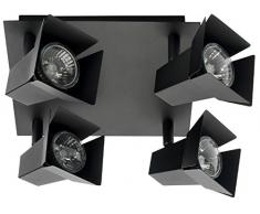 Mathias 3360412 Ciné Faretti, 4 luci, 28 W GU10 230 V, lunghezza 20 cm, altezza: 12/15,5 cm nero