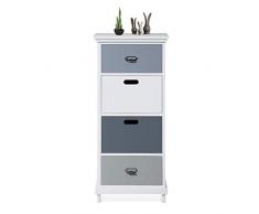 Comodino a 4 cassetti, con cassettiera, con 4 Manici in Legno, per casa, Ufficio, Camera da Letto, Soggiorno, corridoio, Design Moderno e Completamente assemblato.