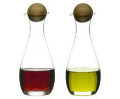 Sagaform - Set oliera e acetiera con tappi in quercia, confezione da 2, Vetro, transparent, Oil and Vinegar Bottles, Set of 2