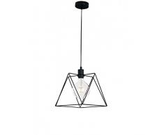 Fan Europe LAMPADARIO A Sospensione Santana Metallo sospeso E27, 60 W, Nero, 130x26, alogena, vetro
