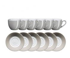 Domestic By Mäser, Serie Kitchen Time, Tazzina da Espresso 9 CL con piattino, in Confezione da Set, nel Colore Grigio