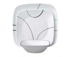 CORELLE - Servizio da tavola da 18 Pezzi in Vetro Vitrelle, Motivo a Linee semplici, Resistente a sbeccature e Rotture, Servizio per 6 Persone, Nero