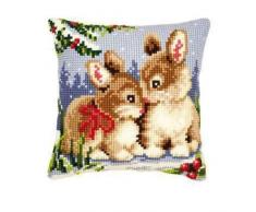 Vervaco PN-0008643 Ver - Cuscino con Kit per Punto Croce, Motivo Coniglietti