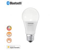 Osram Smart+ Lampadina LED Bluetooth Compatibile con Apple HomeKit e Android. 10W Goccia, E27, 60 W Equivalenti, Luce Colorata RGBW