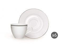 Excelsa Platinum Set 6 Tazzine da CaffÃ¨, Porcellana, Bianco