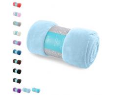 AmeliaHome Tyler Collection - Coperta in Microfibra e Pile, Morbida e Morbida, Poliestere, Azzurro, 220 x 240