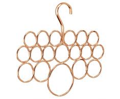 iDesign Organizer armadio, Porta sciarpe con 18 anelli ideale per sciarpe, foulard, cravatte, cinture, Portasciarpe in metallo pratico e versatile, rame