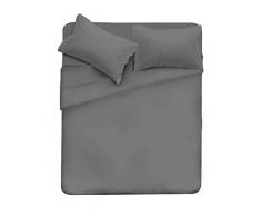 Italian Bed Linen Max Color Completo Letto, 100% Cotone, Fumo, Matrimoniale, 2 Posti, 4 unità
