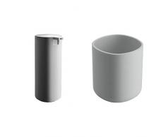 Alessi PL14 W Birillo Dosatore per Sapone Liquido, PMMA, Bianco, Acrilico, 8x6.6x16.5 cm & PL03 W - Birillo Porta spazzolini da Denti