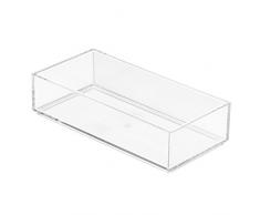 iDesign Porta trucchi, Piccolo separatore cassetti impilabile per cosmetici o cancelleria, Portaoggetti bagno cucina o ufficio in plastica, trasparente