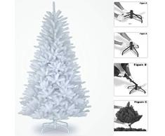 SHATCHI - Albero di Natale Artificiale con Supporto in Metallo, 3 m, Colore: Bianco Neve