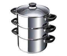 Beka 12030034 Polo - Pentola vaporiera a 3 piani in acciaio INOX, con coperchio in vetro, 24 cm