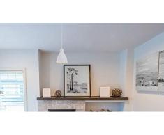 Lampada a sospensione E27 paralume metallo bianco esterno/oro interno cavo PVC L.100 cm